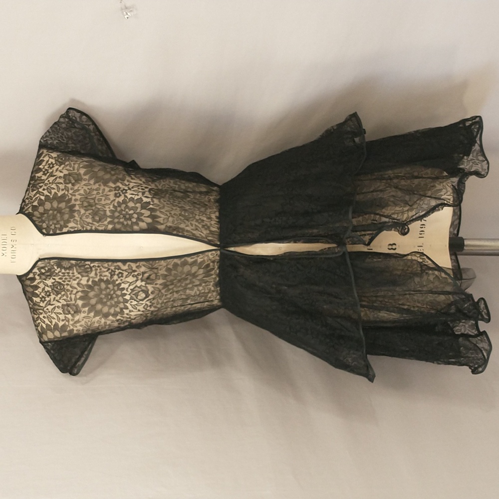 Antique Black Lace Over Dress Amazing Condition Ethereal Feminine Glam SeeMeasur - Picture 16 of 16